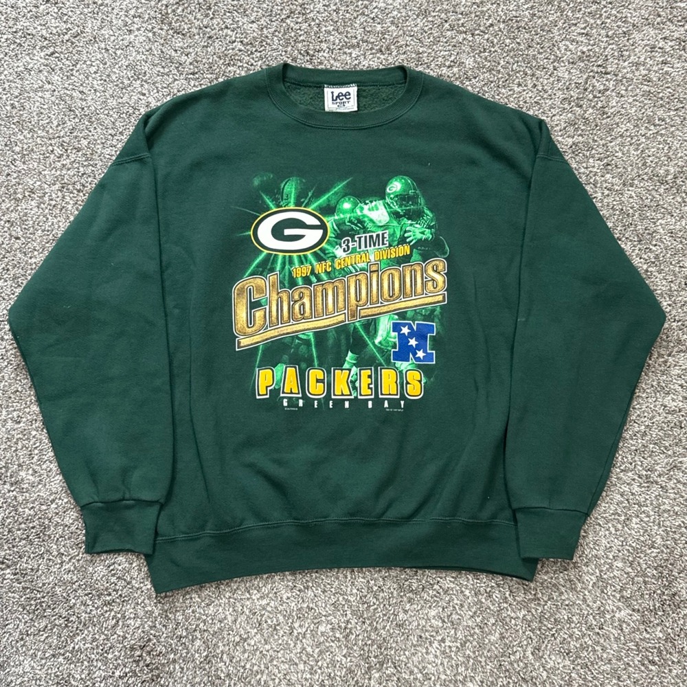 Vintage 1997 Green Bay‎ Packers Lee Sport NFC Champions Sweatshirt Mens 2XL USA